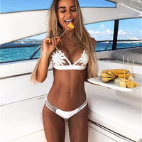 Women's Swimming Suit Push up Bikini White Padded Bra Floral Bikini Set Womens Swimsuits Swimwear Bathing Suit Women