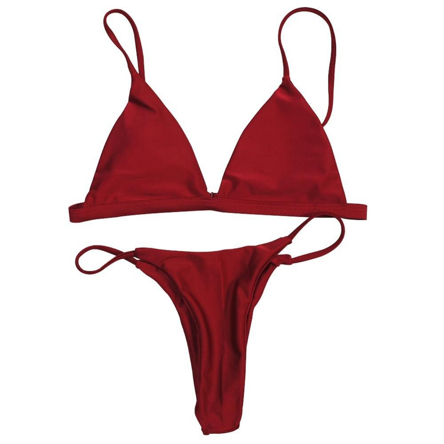 Solid Color Bikini Set