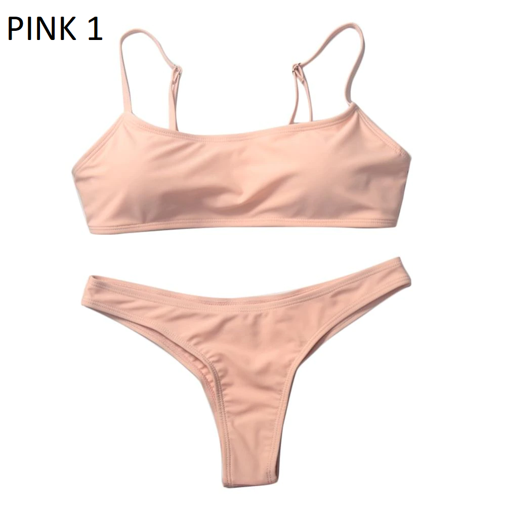 Solid Color Bikini Set