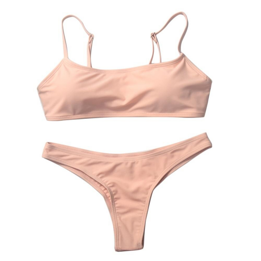 Solid Color Bikini Set