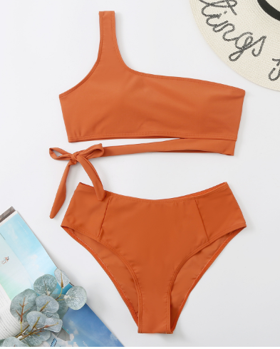 Women One Shoulder High Waisted Bikini (Private Listing)