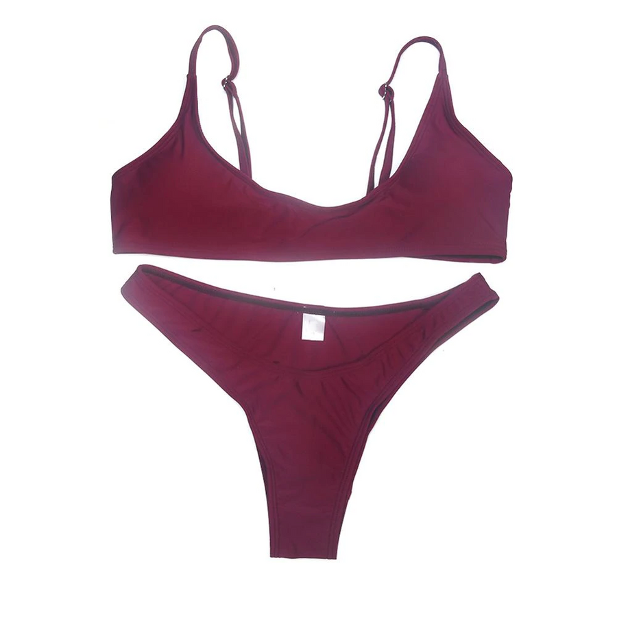 Solid Color Bikini Set