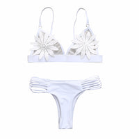 Women's Swimming Suit Push up Bikini White Padded Bra Floral Bikini Set Womens Swimsuits Swimwear Bathing Suit Women