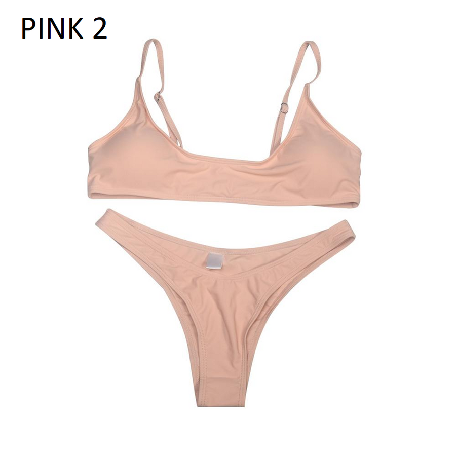 Solid Color Bikini Set