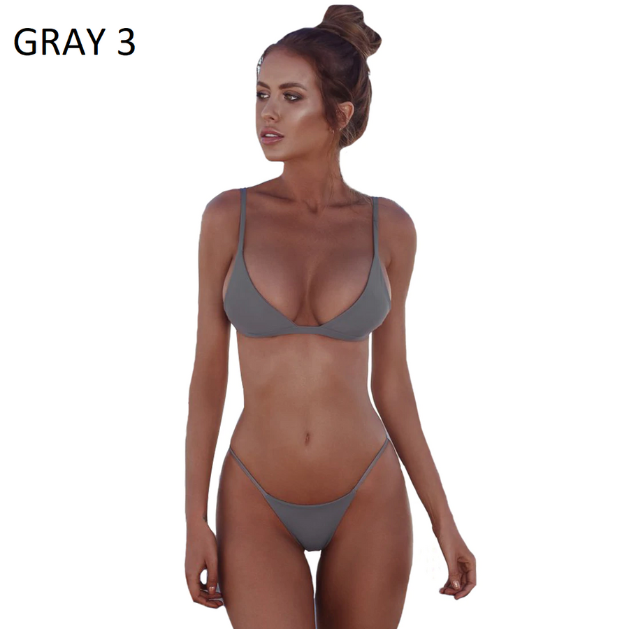 Solid Color Bikini Set