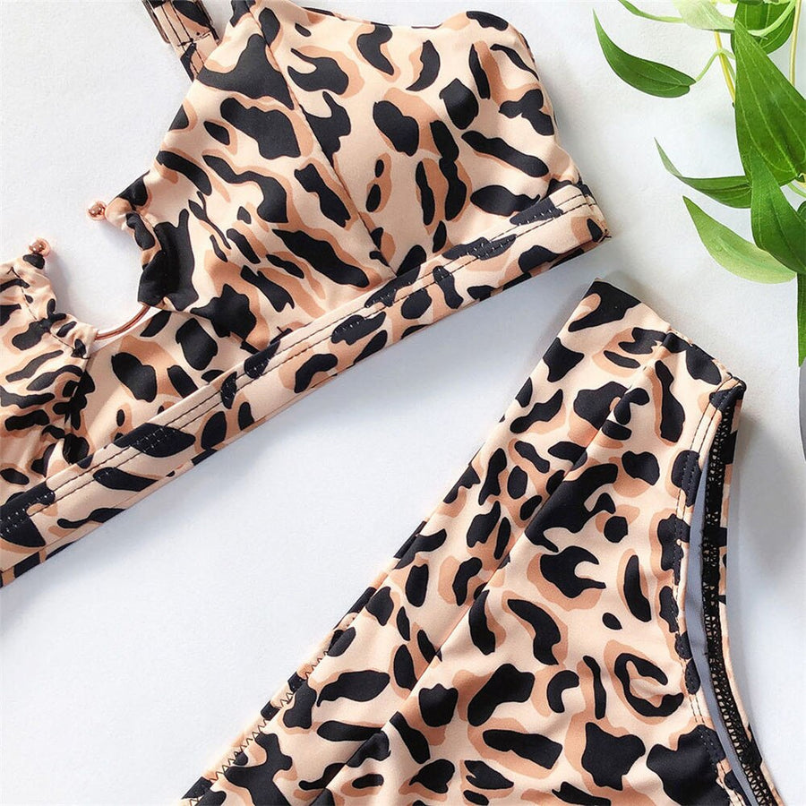 Women High Waist Bikini Set Leopard Snake Print