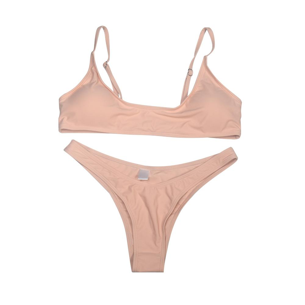 Solid Color Bikini Set